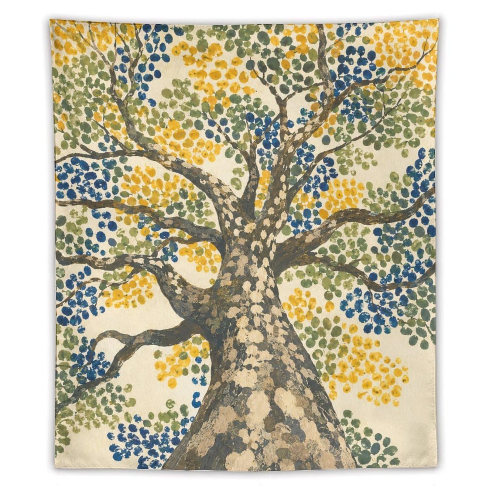 H3B8U2Y5 Golden Dot Tree Wall Tapestry, Mosaic Style, Mosaic Art