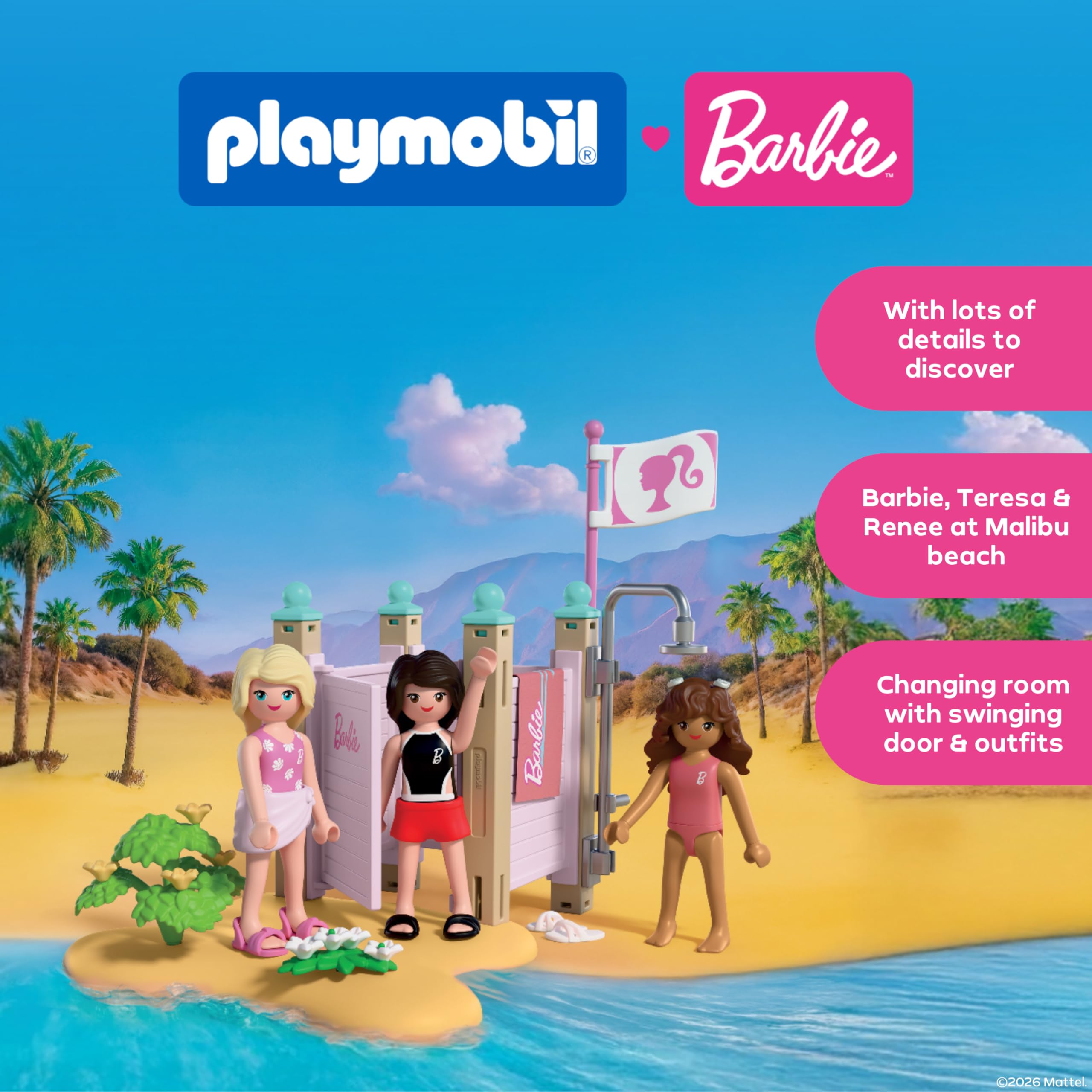 PLAYMOBIL | Barbie Moda de Playa | Cabina cambiadora y Ducha con Barbie