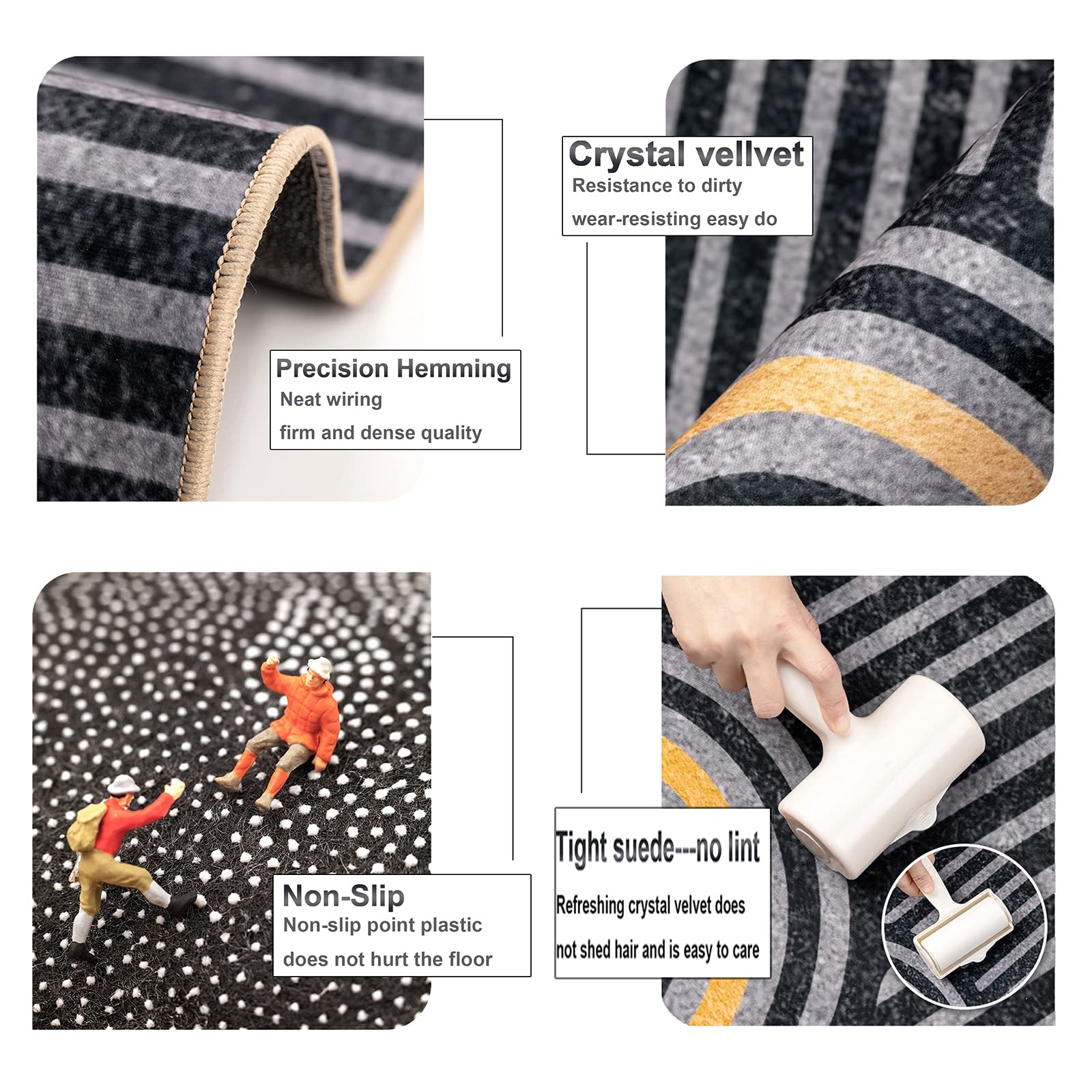 Teppich Läufer Flur Grau Küchenteppich 3D Muster Küchenläufer Waschbar rutschfest Eingangs Teppich Flur Teppich Läufer Meterware 60/70/80/90/100/120/140 Breit,Gray1,80x300cm