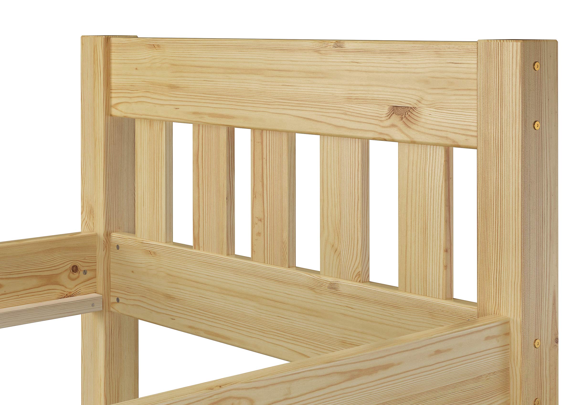 Erst-Holz®Einzelbett mit Sprossen Holzgestell Kiefer Massiv 90 x 200