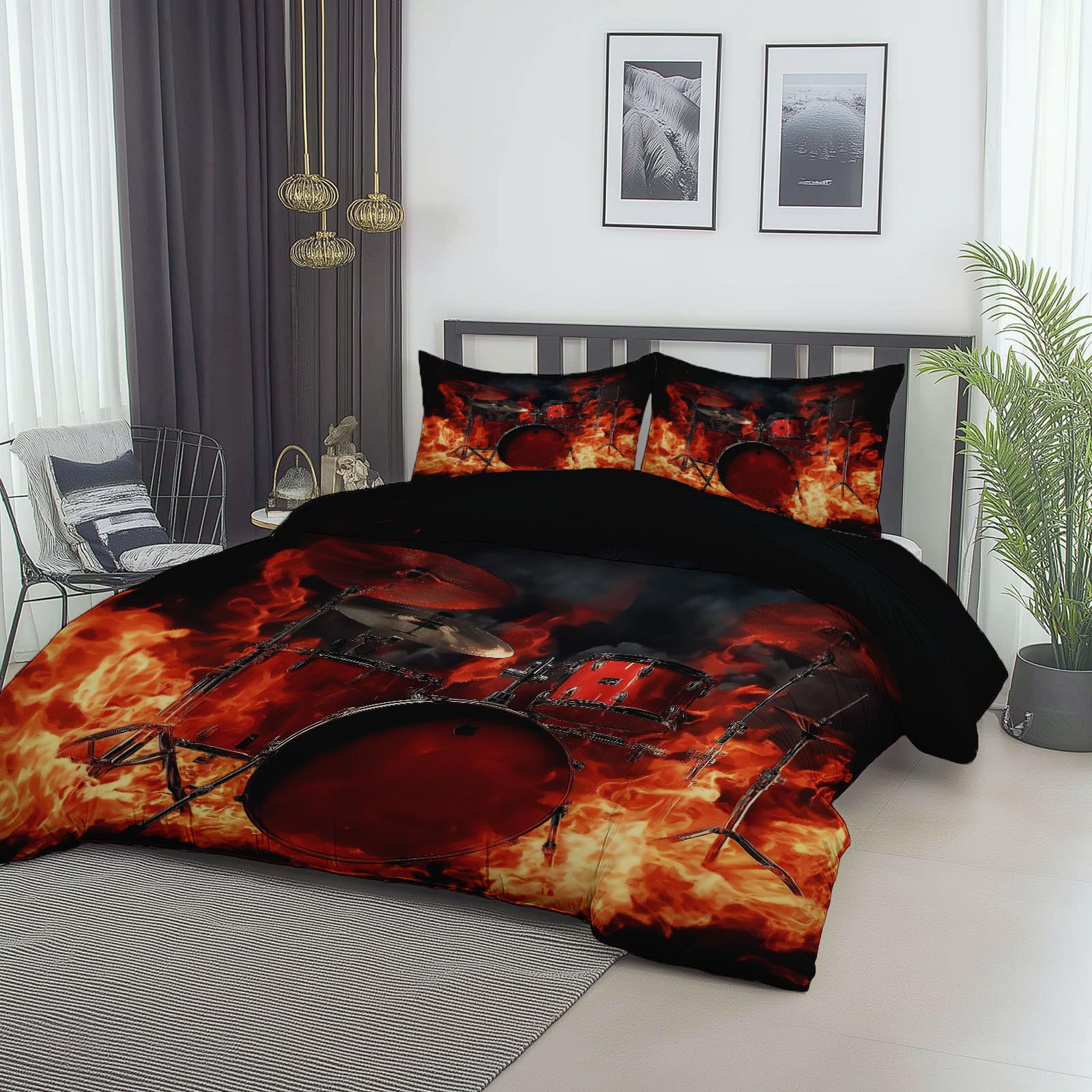 180 x 200 cm Trendiges Cool Bettwäsche Set, Rot mit 2 Kissenbezügen