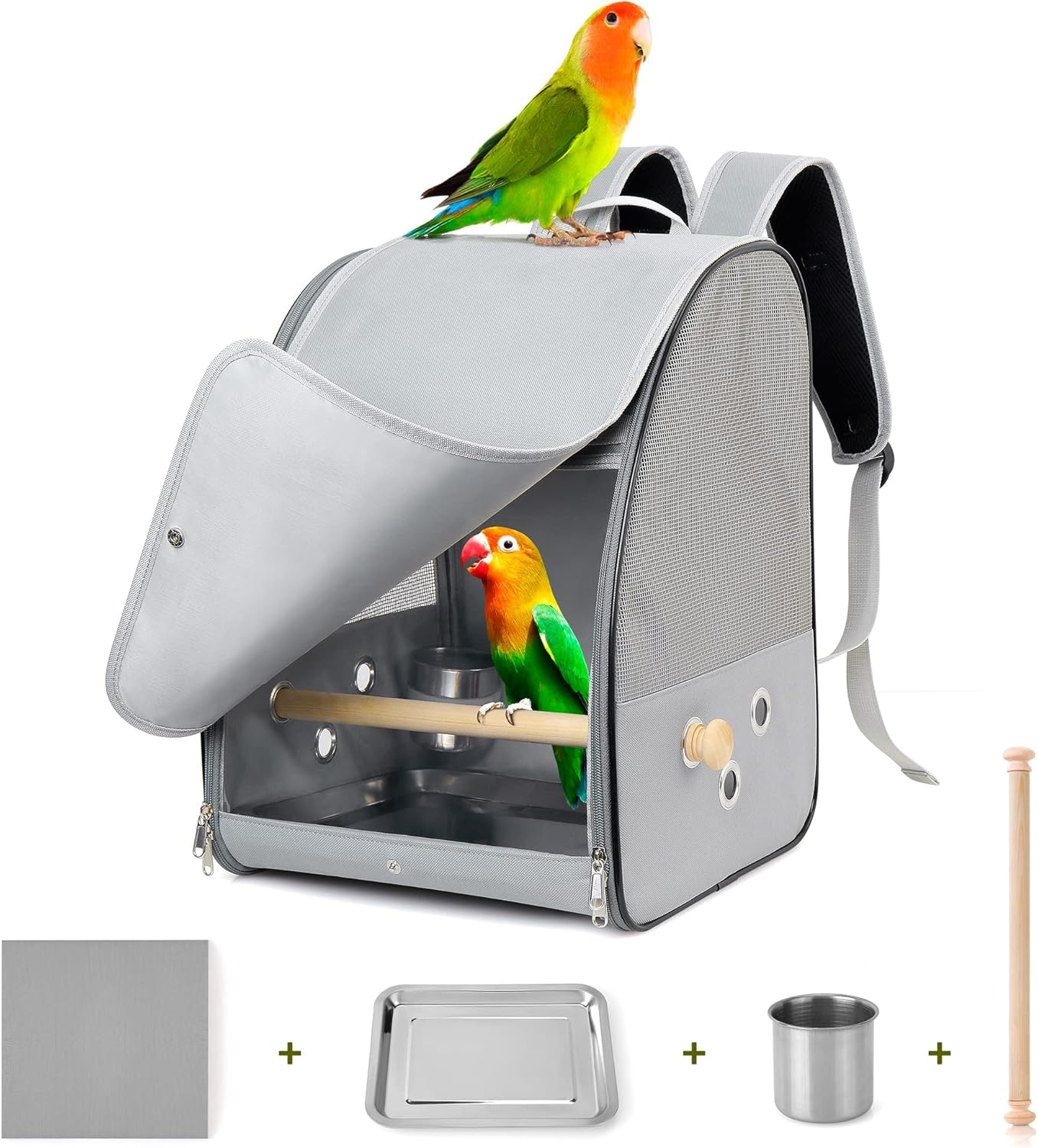 Buy Bird Carrier Backpack Cage Grey, Carrier with Stainless Steel