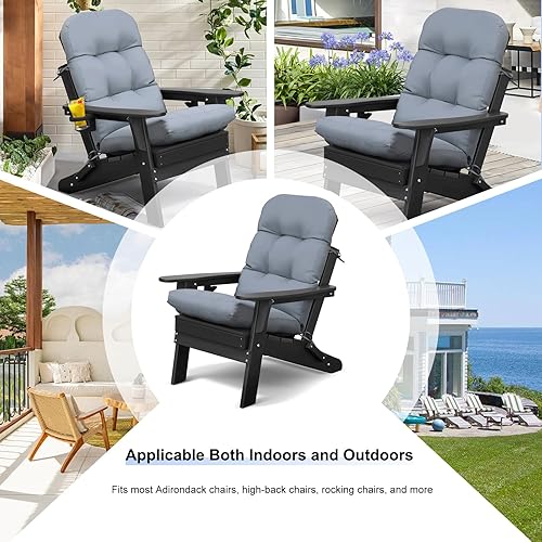 Miniatura 6 de Skypatio Adirondack - Juego de 2 cojines para silla mecedora, impermeables, gruesos, para patio al aire libre, con respaldo alto, color gris