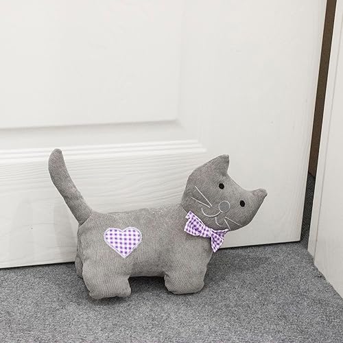 Vista 45 de Lindo tope de puerta decorativo para el hogar y la oficina, topes de puerta de piso, protectores de pared pesados de tela con peso animal, gato café