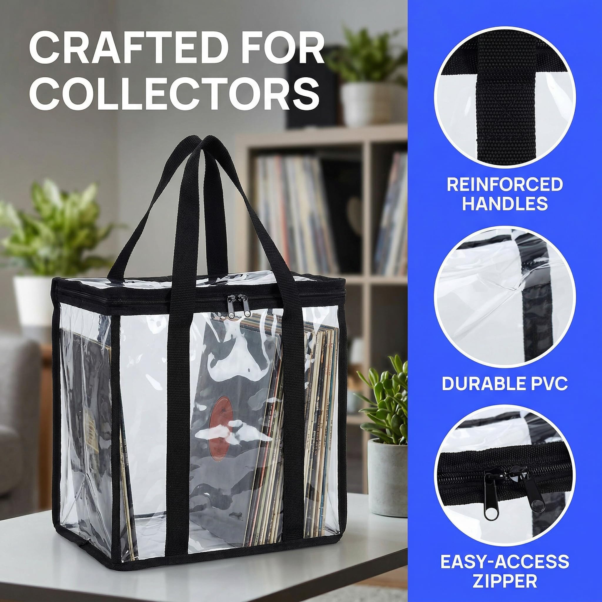 Fasmov Juego de 4 Bolsas de Almacenamiento de Discos de Vinilo con Capacidad para hasta 144 álbumes (36 Cada Bolsa), Transparent, 4 Unidades, Único, Simple