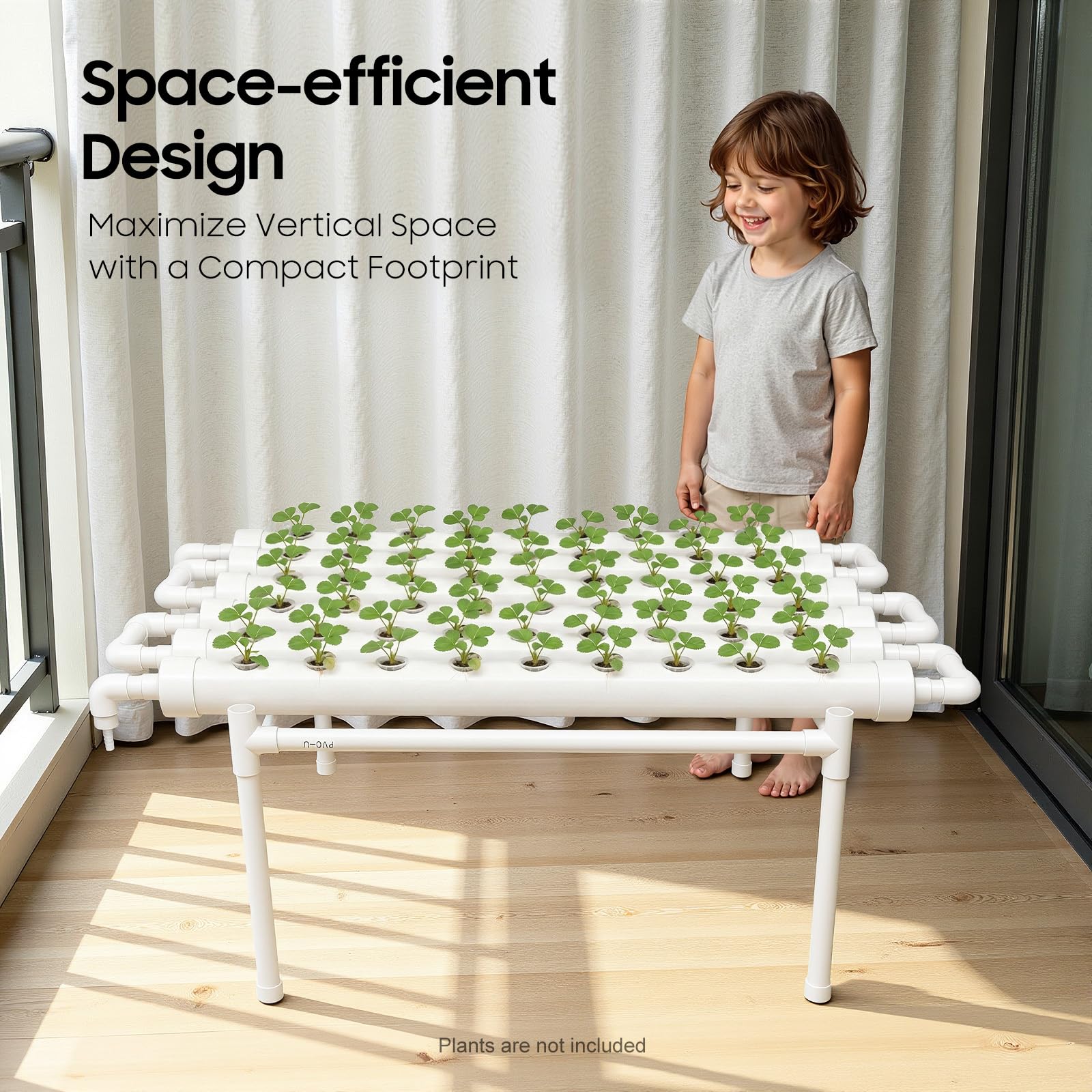 Hydroponic Grow Kit & Hydroponic System - Sistemas de cultivo de plantas sin tierra | Tubería hidropónica de PVC | Sistema de cultivo hidropónico para hortalizas hidropónicas (1 capa, 54 ubicaciones)