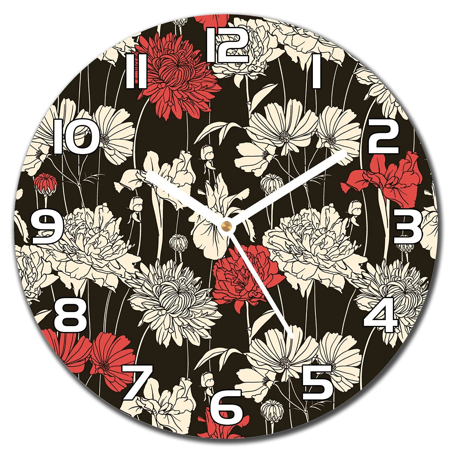 Horloge en Verre Bouquet De Fleurs pour cuisine lumineuse et salon moderne