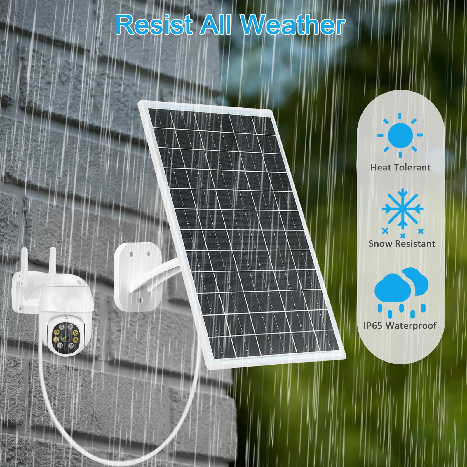 FUTUREZEN Panel solar de 13 W para cámaras de seguridad y cámaras de sendero, USB-C, micro USB y salida CC de 5,5 x 2,1 mm, impermeable IP66, montaje ajustable de 360°, cable de 7.2 pies, paquete de 2