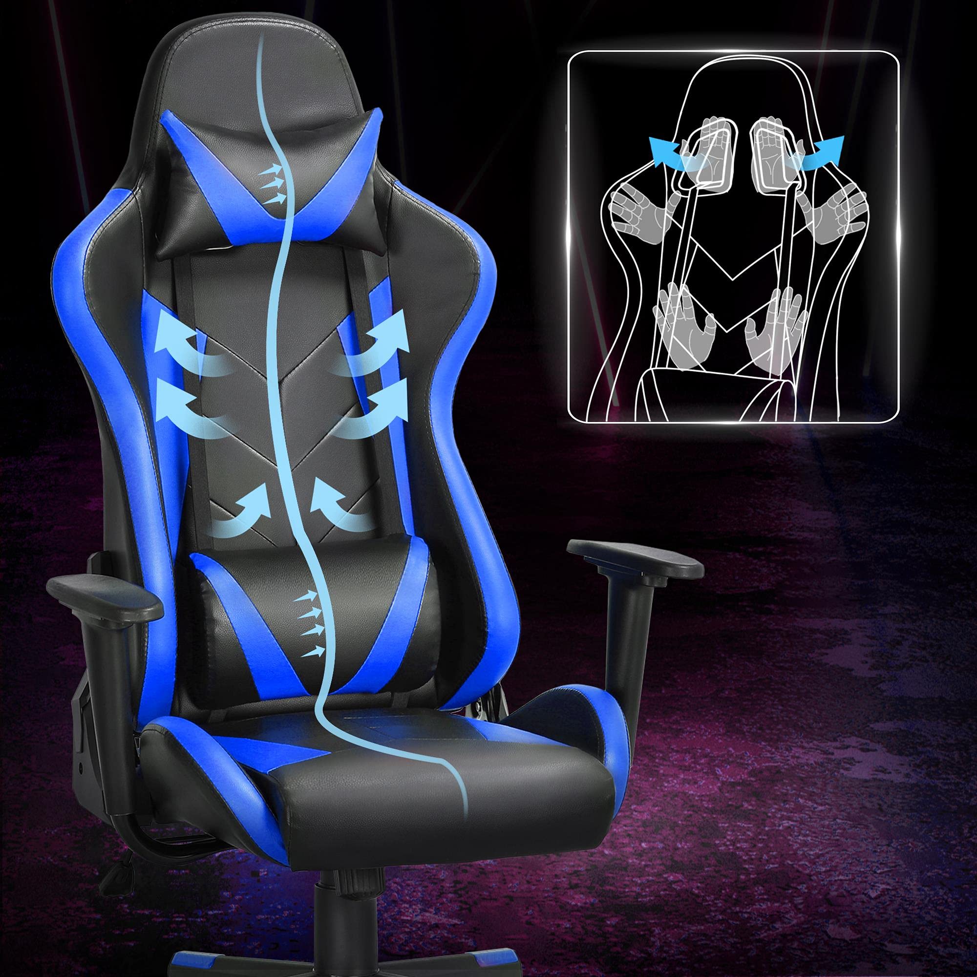 Yaheetech Ergonomics Gaming Chair Video Computer Gaming Chair High Back