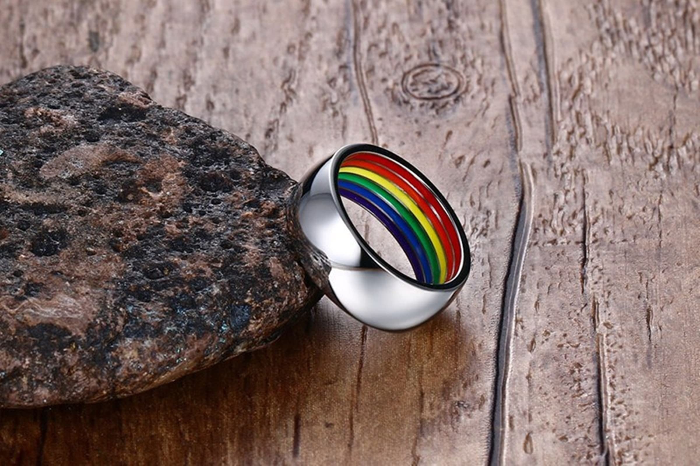 AmDxD Anillo de acero inoxidable, diseño de corazón, color plateado
