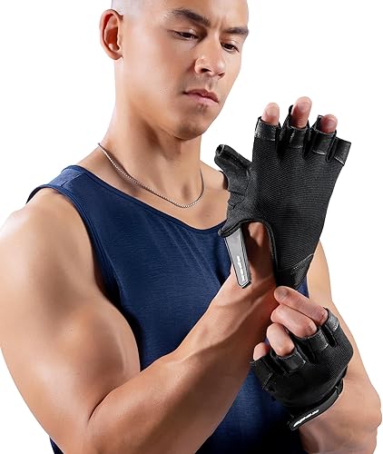 Miniatura 6 de MARCY apex - Guantes de entrenamiento acolchados de cuero con pestañas para hombres y mujeres, guantes de ejercicio para levantamiento de pesas,