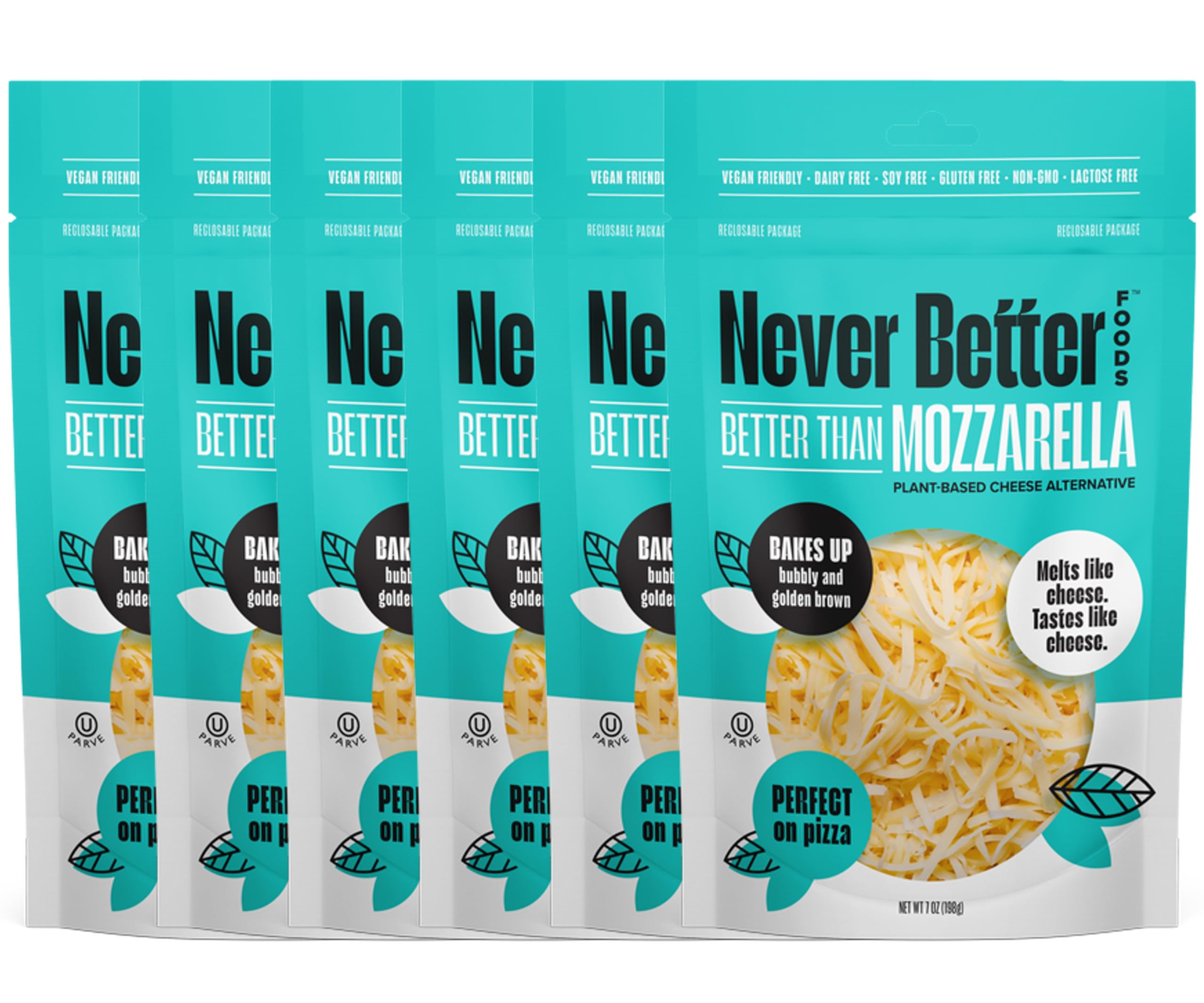 Dairy-Free, Vegan Mozzarella Cheese That Melts Perfectly, Plant-Based, 7 oz 6-PACK, Lactose Free Cheese with No Allergens, Non Dairy Cheese.