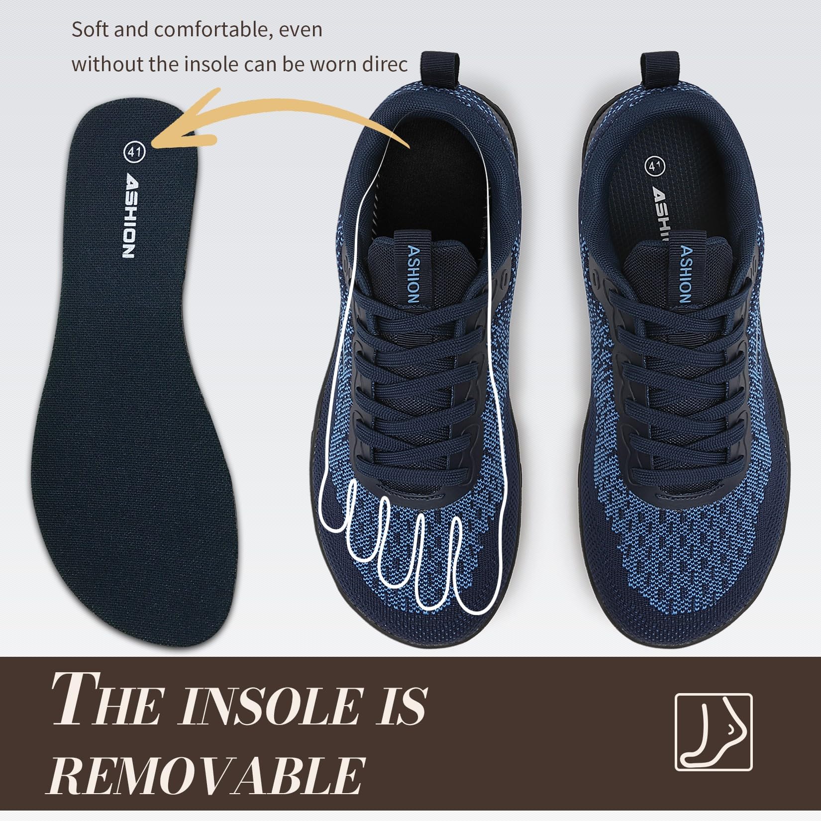 ASHION Barfußschuhe mit Breite Zehenbox Herren Minimalistische Outdoor Traillaufschuhe Herren Fitnessschuhe Sneaker