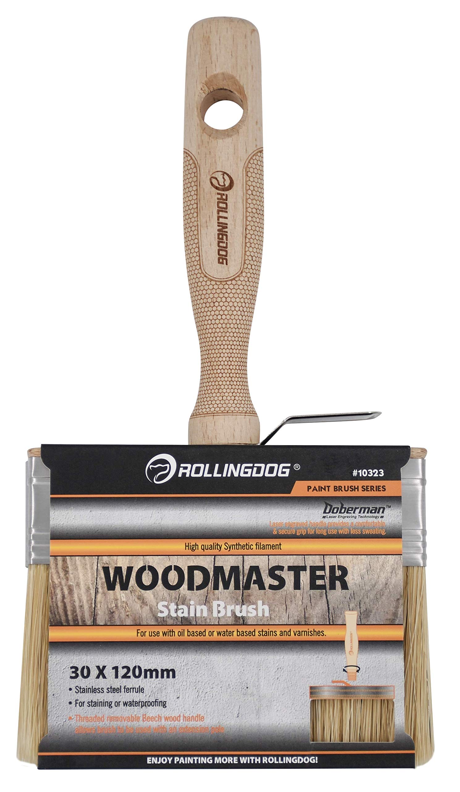 ROLLINGDOG Woodmaster Stain 120 mm Brush Great for Painting and staining Decks Fences and Stairs