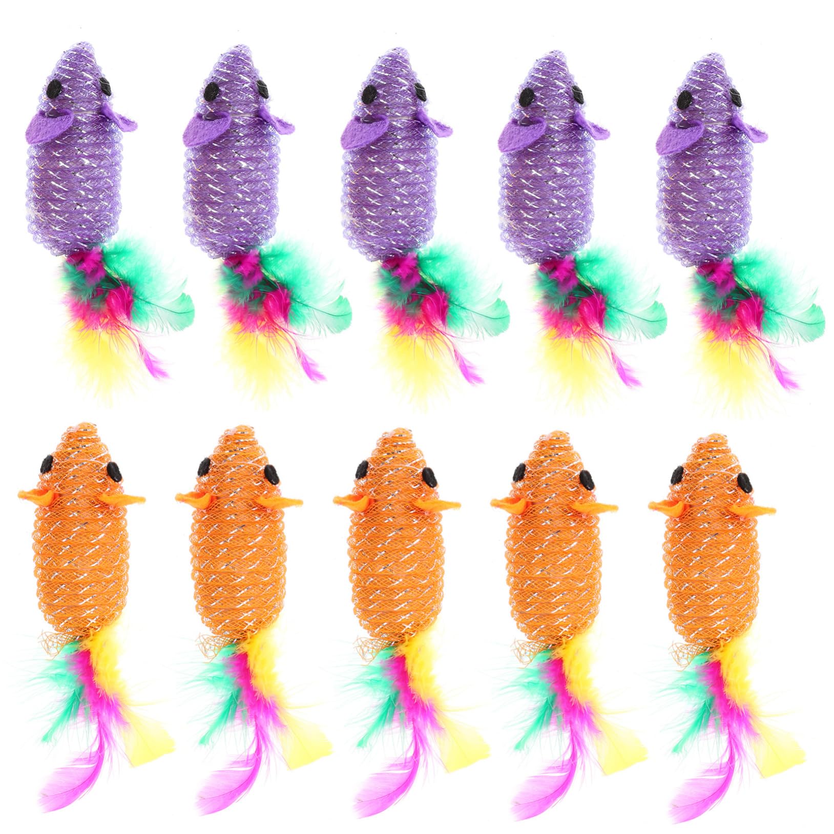 Happyyami 10Pcs Cat Tail Mice Lifelike Rattle Mouse for Cats Random Colors for Playtime and Interactive Fun Pet Supplies for