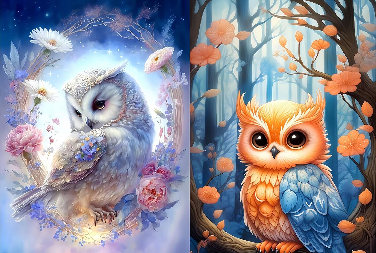 Tabeskly 2 Pack 5d Diamond Painting Kits for Adults UK Cute Bird Jewel Bead Gem Crystal Crafts Creations Dimond Picture Art Kit Adults Full Drill Kids Girls Gift