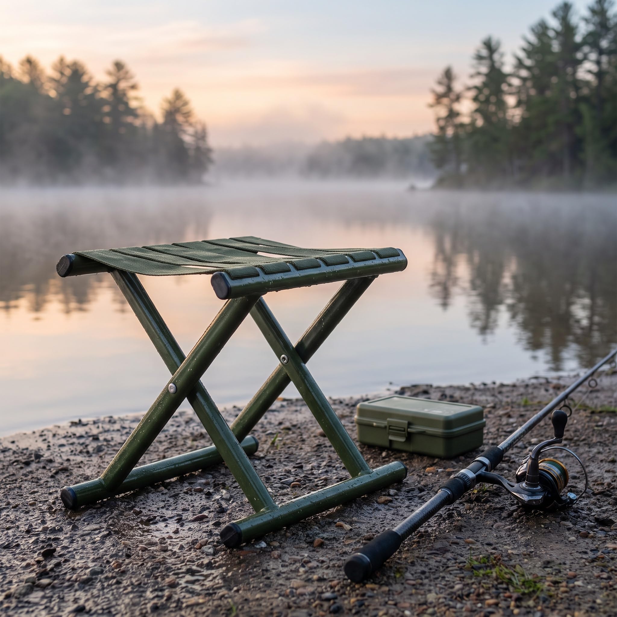Taburete Plegable Ligero Y Portátil para Camping, Pesca Y Jardinería - Soporta 130 Kg, Senderismo, Picnics Y Aventuras Al Aire Libre, Color Verde.