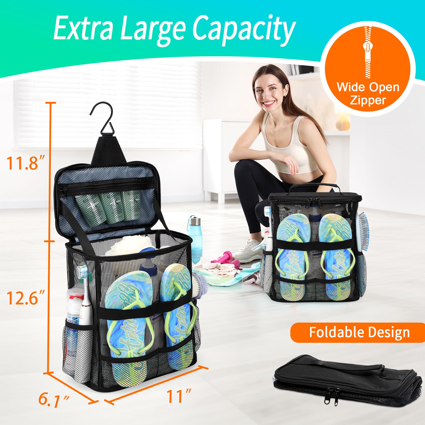 Mesh Shower Caddy - Dorm & Travel Organizer -4