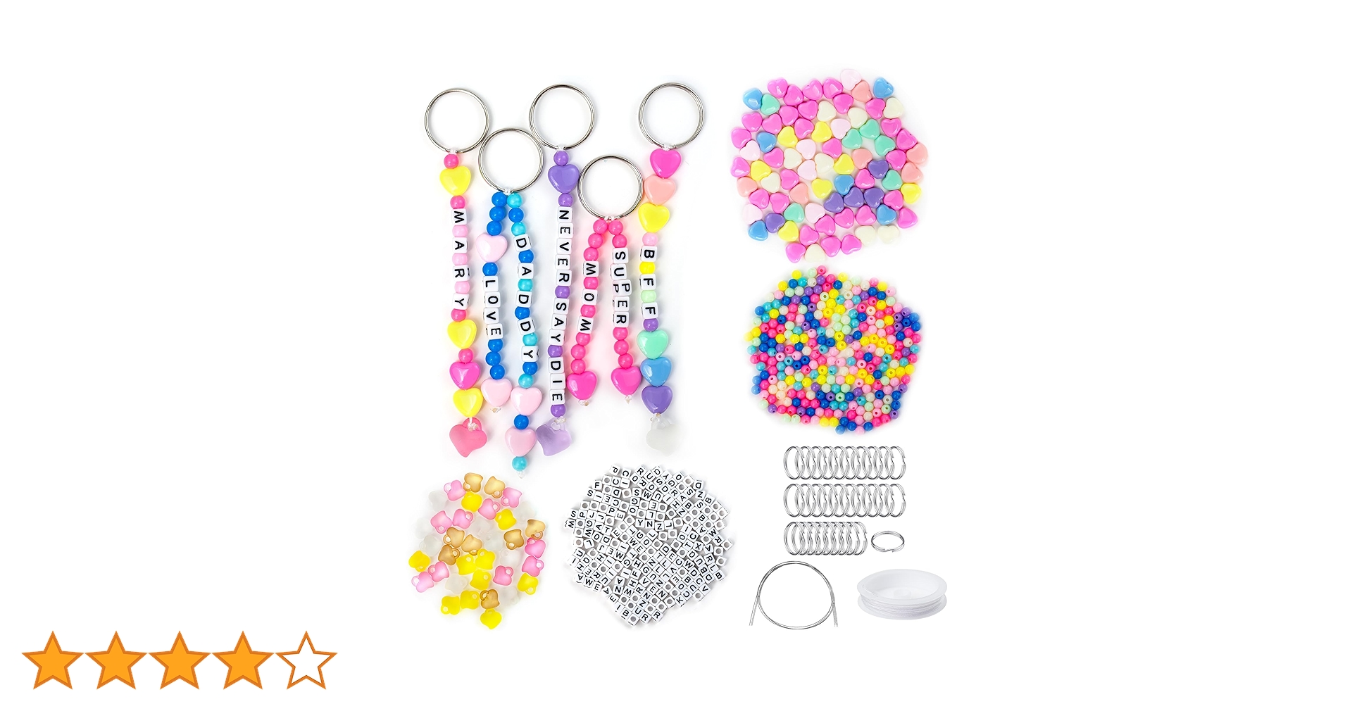 オーダービーズネームタグ Amazon.co.jp: 609個 DIY ビーズ ネームタグ キーホルダー 製作キット