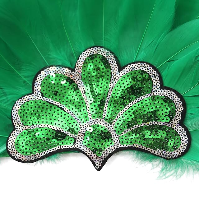 Foto 4 de 7 de Tocado de plumas con lentejuelas diadema elástica para carnaval samba, baile