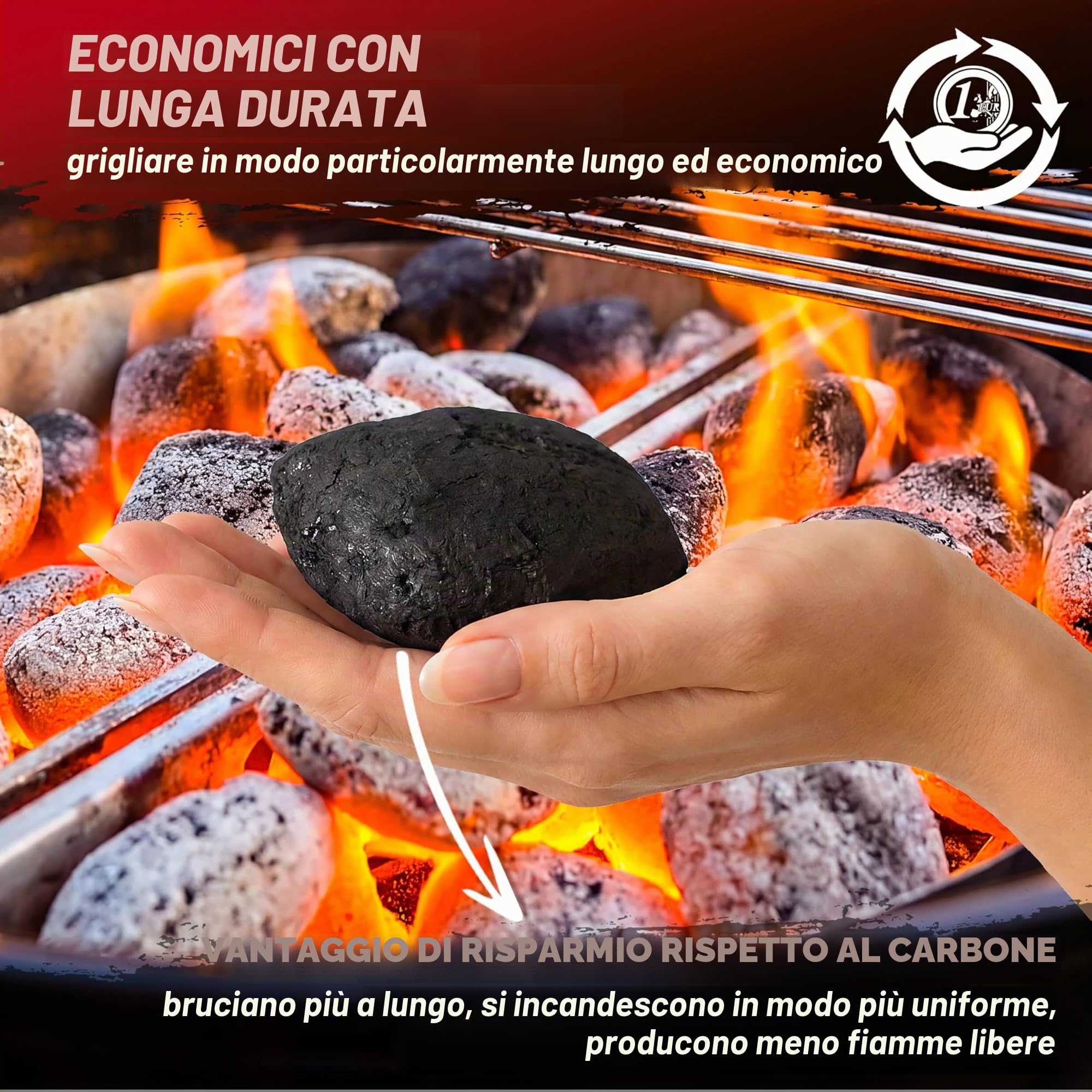 DEUBA® Carbonella per Barbecue 27kg 9 Sacchetti da 3 kg Bricchetti Carbone per Grigliare BBQ Bricchette Grigliata Brace