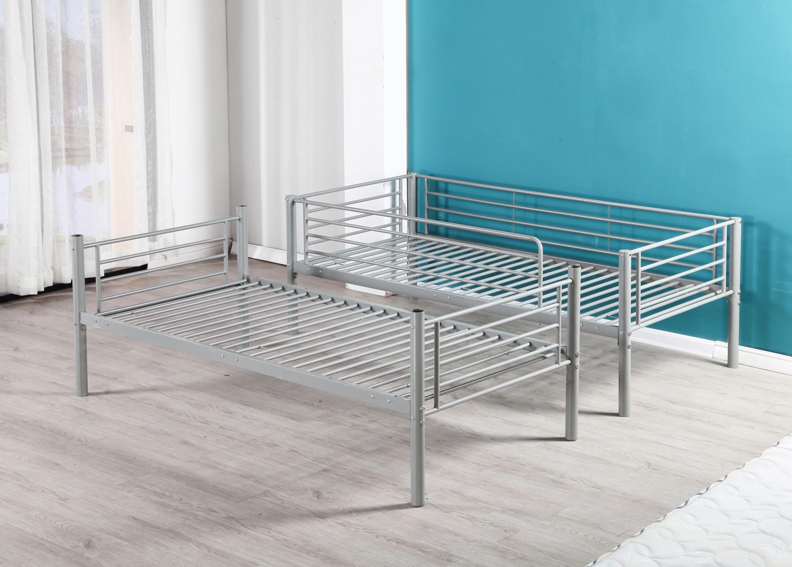 AVANTI TRENDSTORE - Kimi - Letto a castello in metallo con rete a doghe incluse, scomponibile in 2 lettini singoli. Dimensioni: 97,5x165x210 cm