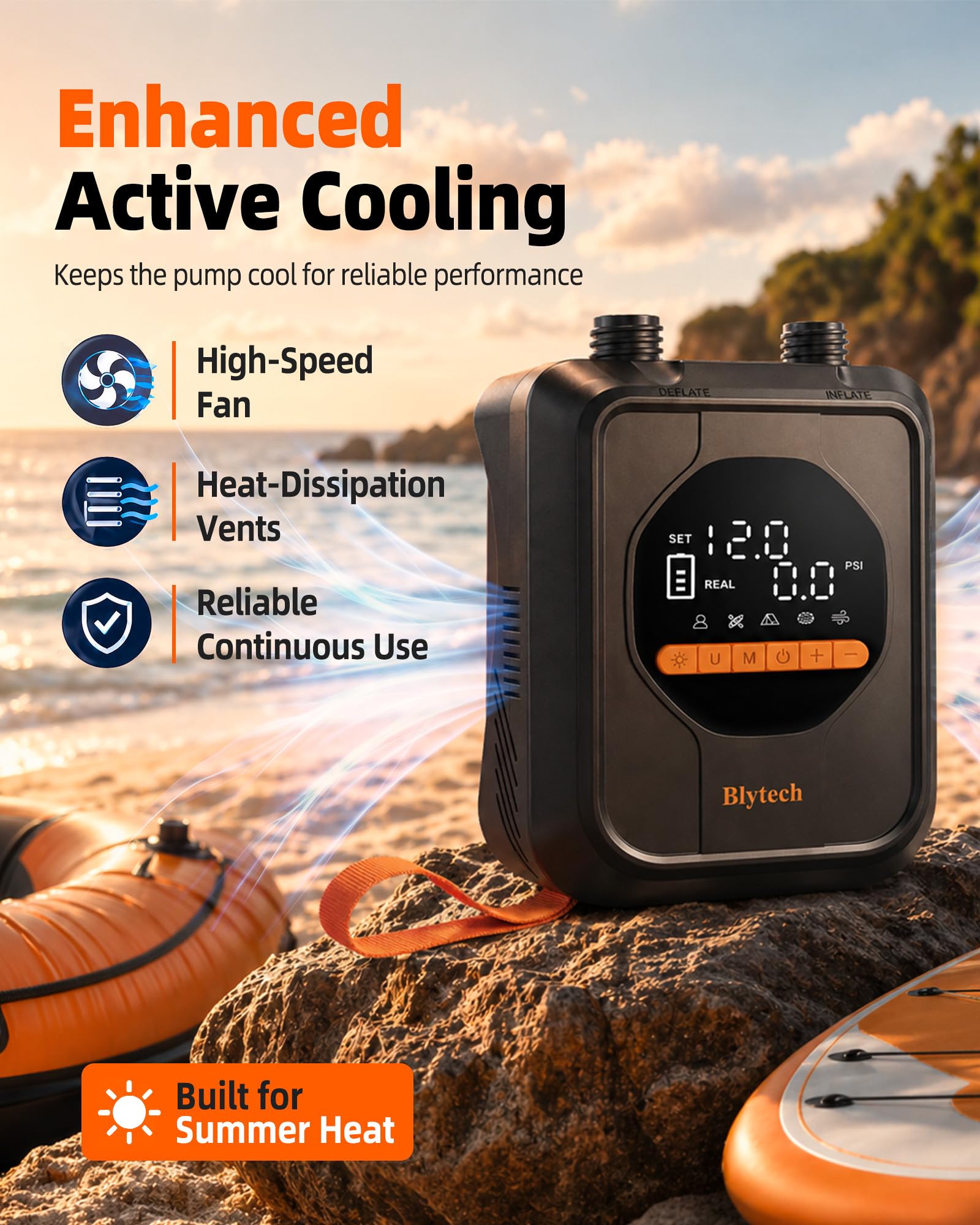 Gonfleur Paddle Electrique 20 PSI avec Batterie Rechargeable 13500 mAh,Pompe Electrique Paddle Portable,Gonflage et Dégonflage Rapides,7 Embouts pour Kayak,Tente,Bateau,Articles Gonflables