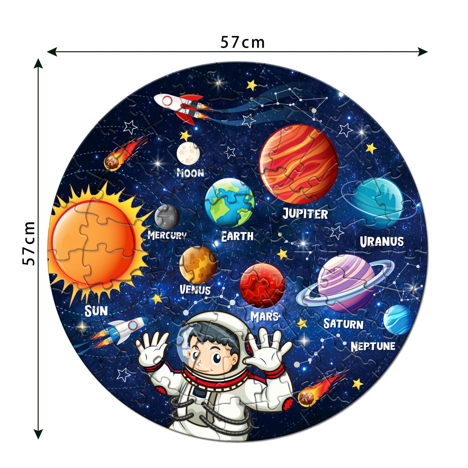 Puzzle per bambini con sistema solare, pianeta per bambini dai 3 agli 8 anni, grande 71 pezzi, giocattolo puzzle per l'apprendimento educativo