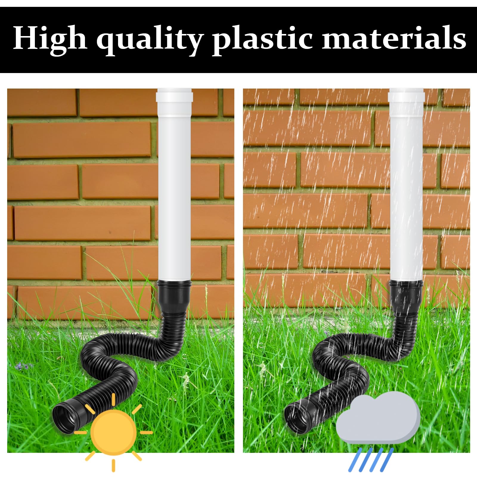 Dachrinne Flexible Fallrohr Verlängerung Fallrohrverlängerungen Rundes Verlängerung für Fallrohr 80/100 mm Regenrinne Fallrohrablauf Verlängerungsset, Fallrohr Erweiterung von 47 bis 150 cm