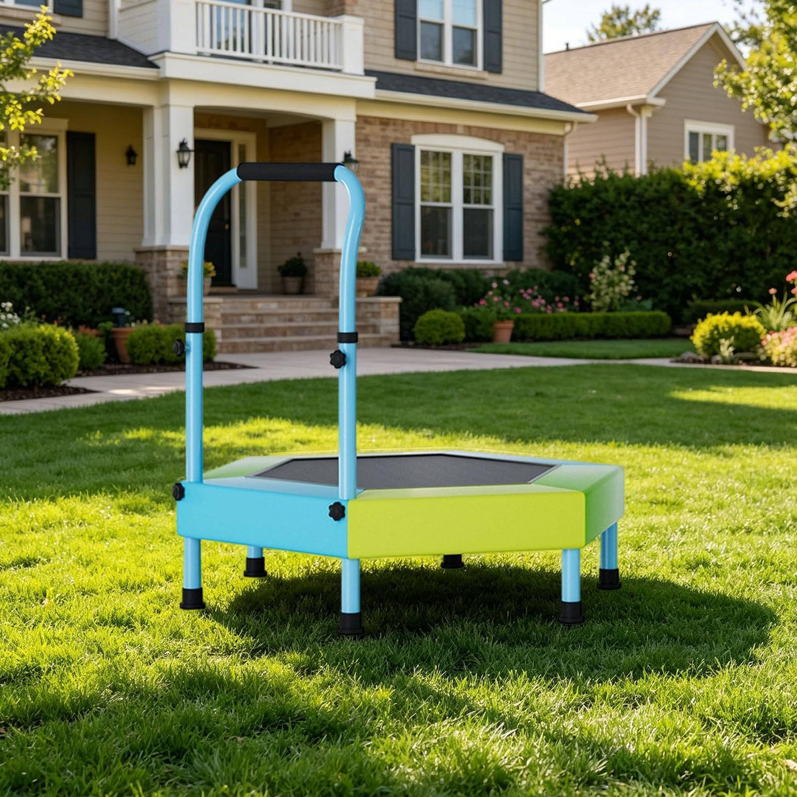 Tappeto elastico per bambini, pieghevole, 91 cm, con manico regolabile, per asilo, scuola, aule, casa, palestra, parco, parco giochi, prato, cortile