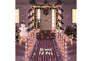 COOLWUFAN 28" Christmas Candy Cane Pathway Markers