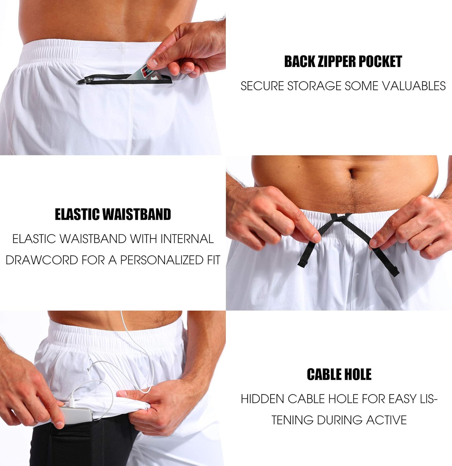 Pudolla Men’s 2 in 1 Running Shorts 5" Quick Dry Gym Athletic Workout Shorts for Men with Phone Pockets - Image 5