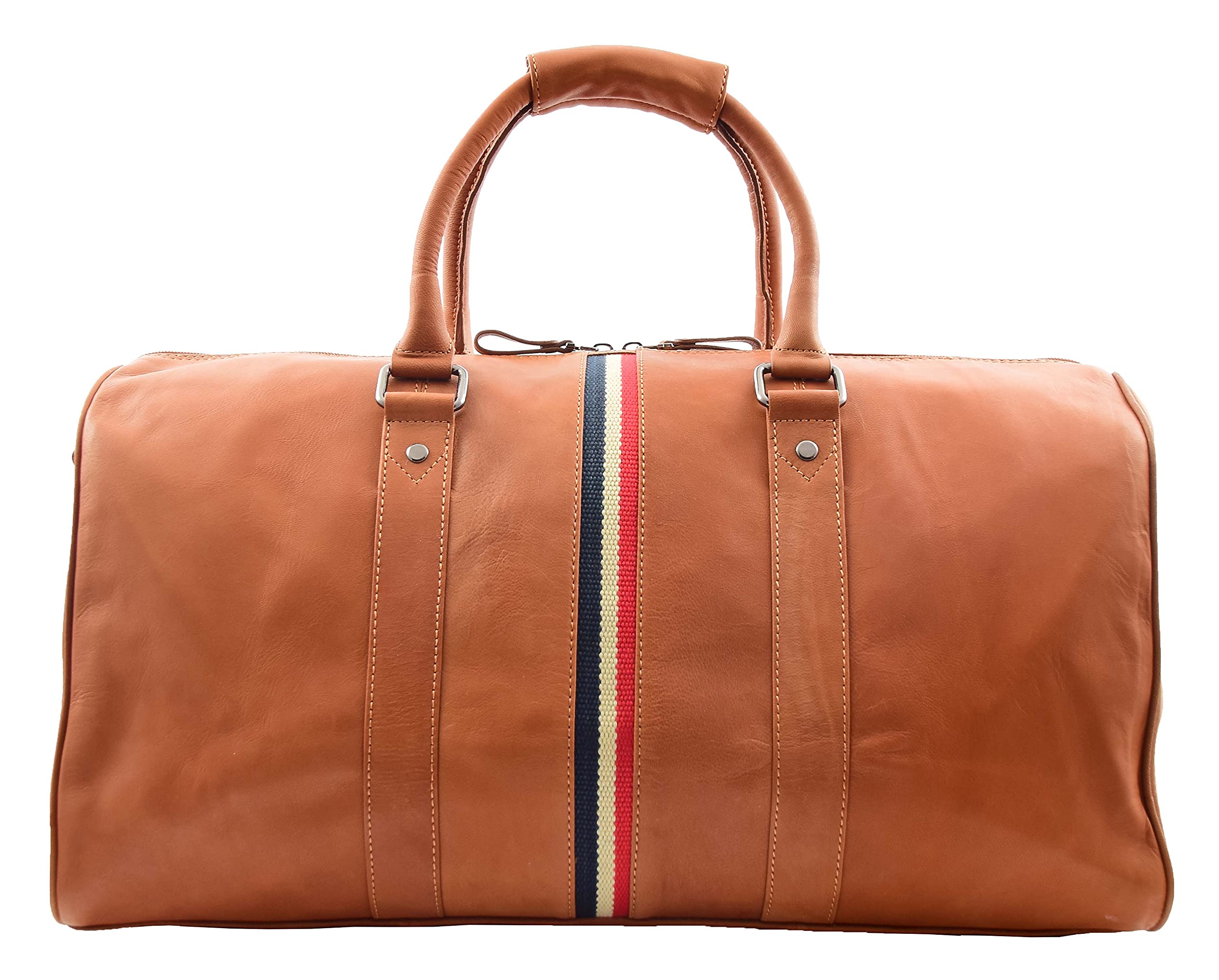 Bolsa de viaje de cuero genuino Cognac Sports Weekend Travel Mochila - Miami