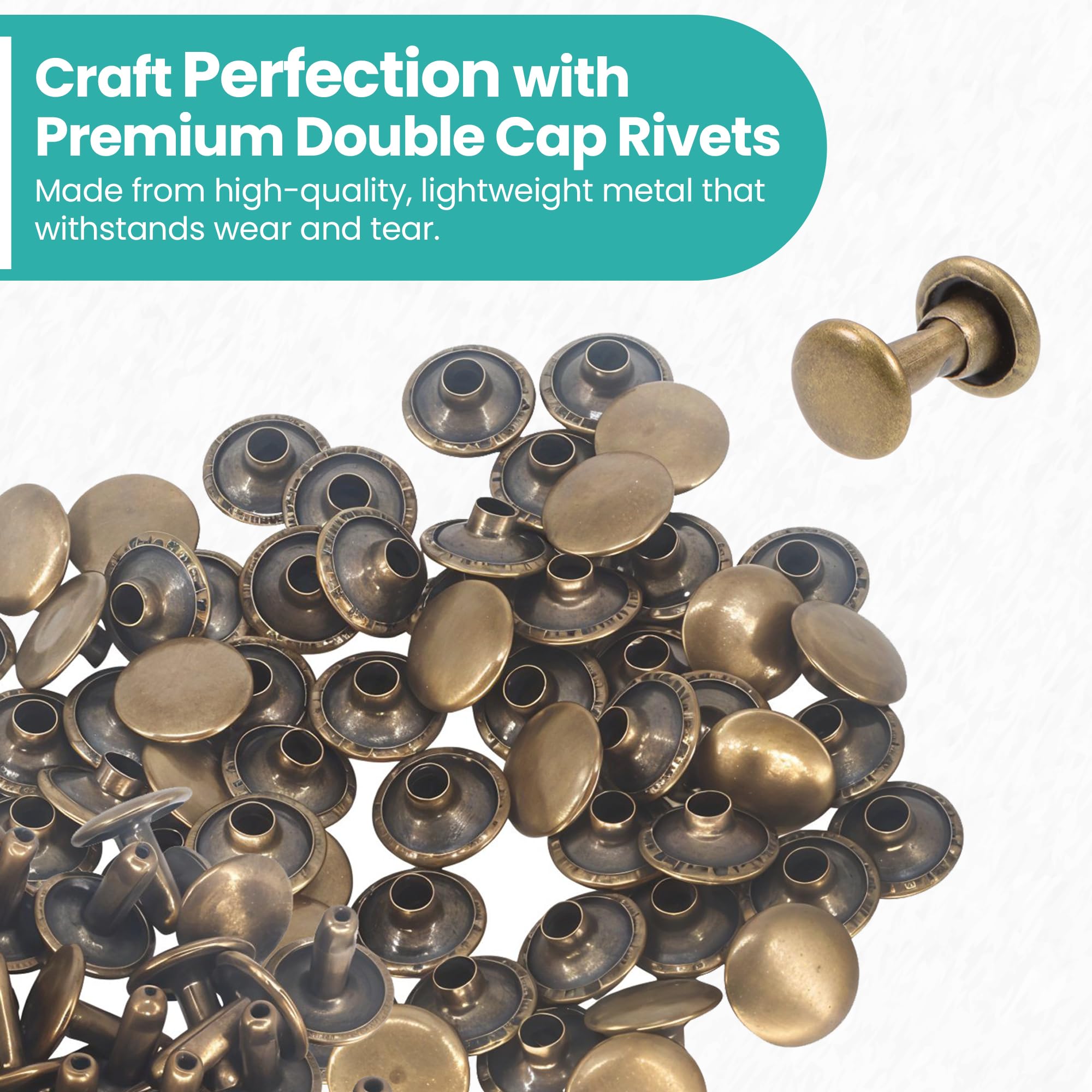 180 Set Rivetti In Pelle, Sinzau 3 Formati Doppio Cappuccio Rivetto Borchie In Metallo Tubolare Con B 1342682 - Foto 2