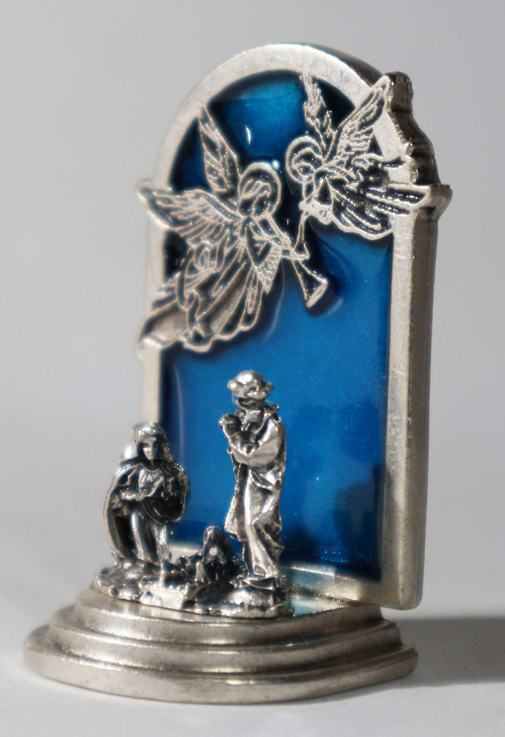 Eurofusioni Crèche de noël Originale Complete - Miniatures à Collectionner en Argent plaqué - Set 4 Nativité: Anges, Ètoile Comète, Palmier, Image - Décoration de Noël