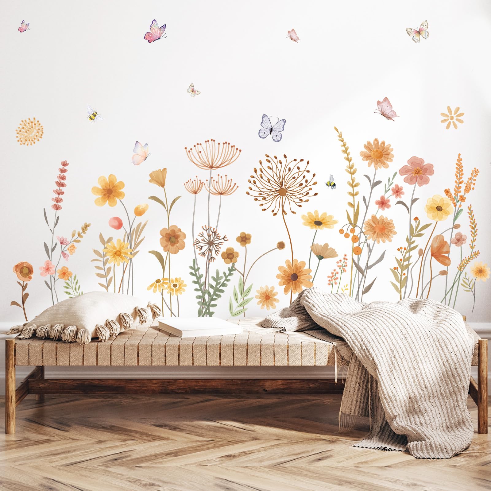 SHUCHING Wandtattoo Blumenwiese Boho Herbst