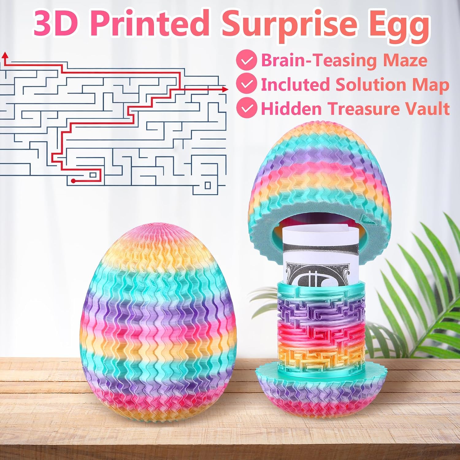 2 Pcs Easter Egg Puzzle Box Money Puzzle Box for Cash Gift with Hidden Compartments Present for Easter Birthdays & Special Occasions 2026 Creative Gift Ideas (Candy Color) image 4