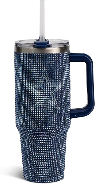 The Memory Company Officially Licensed NFL Game Day Tumbler - 40oz Stainless Steel Double-Wall Insulated Team Color Bling Cup with Team Logo, NFL Licensed Sports Travel Mug with Lid & Straw
