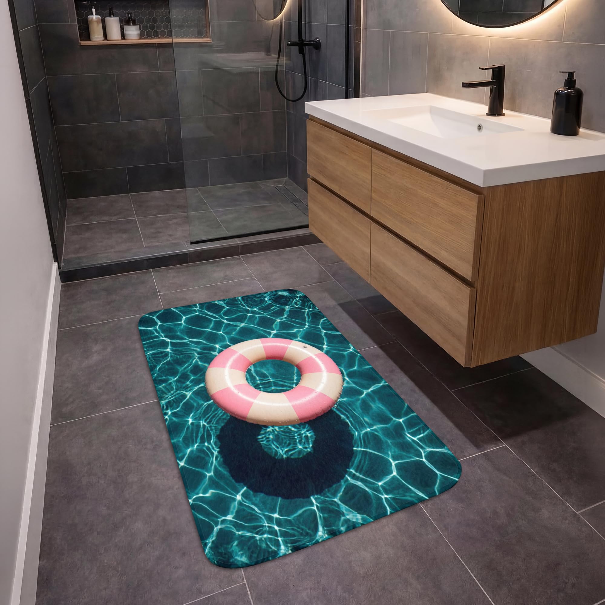 Alfombra De Baño Rectangular 60x90 cm Bathroom Bath Mat Lavable Tapete Antideslizante Alfombras Ducha Decoracion Alfombrilla Flotar - Remar - Agua