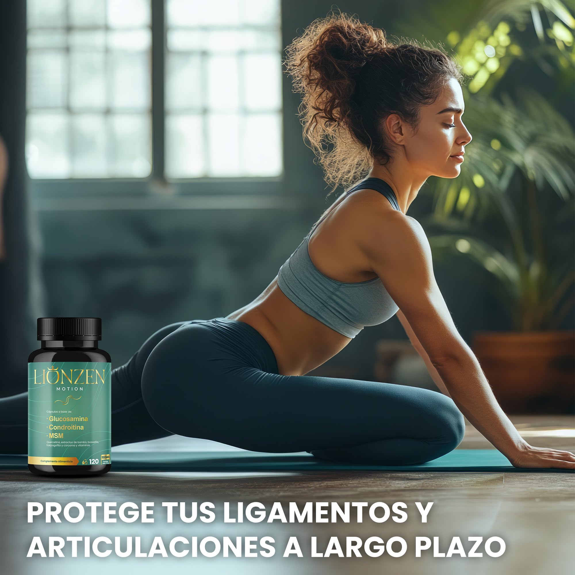 Glucosamina Condroitina y MSM +16 ingredientes articulaciones y huesos | Colágeno, Ácido Hialurónico, Cúrcuma y Vitaminas | Condroprotector Natural Cartílago y Dolor Articular | LIONZEN MOTION