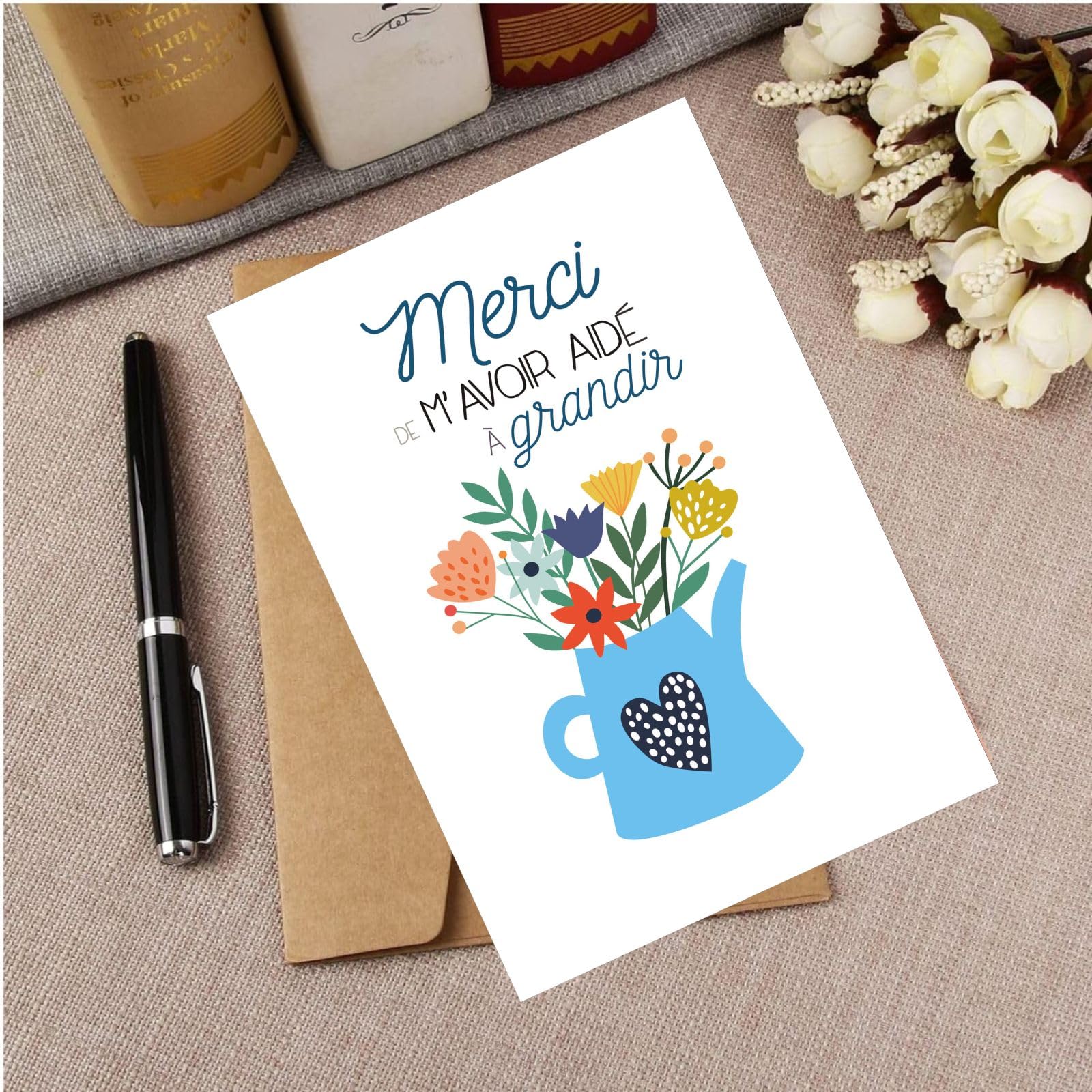 Carte de vœux Merci maitresse nounou professeur 2 pièces