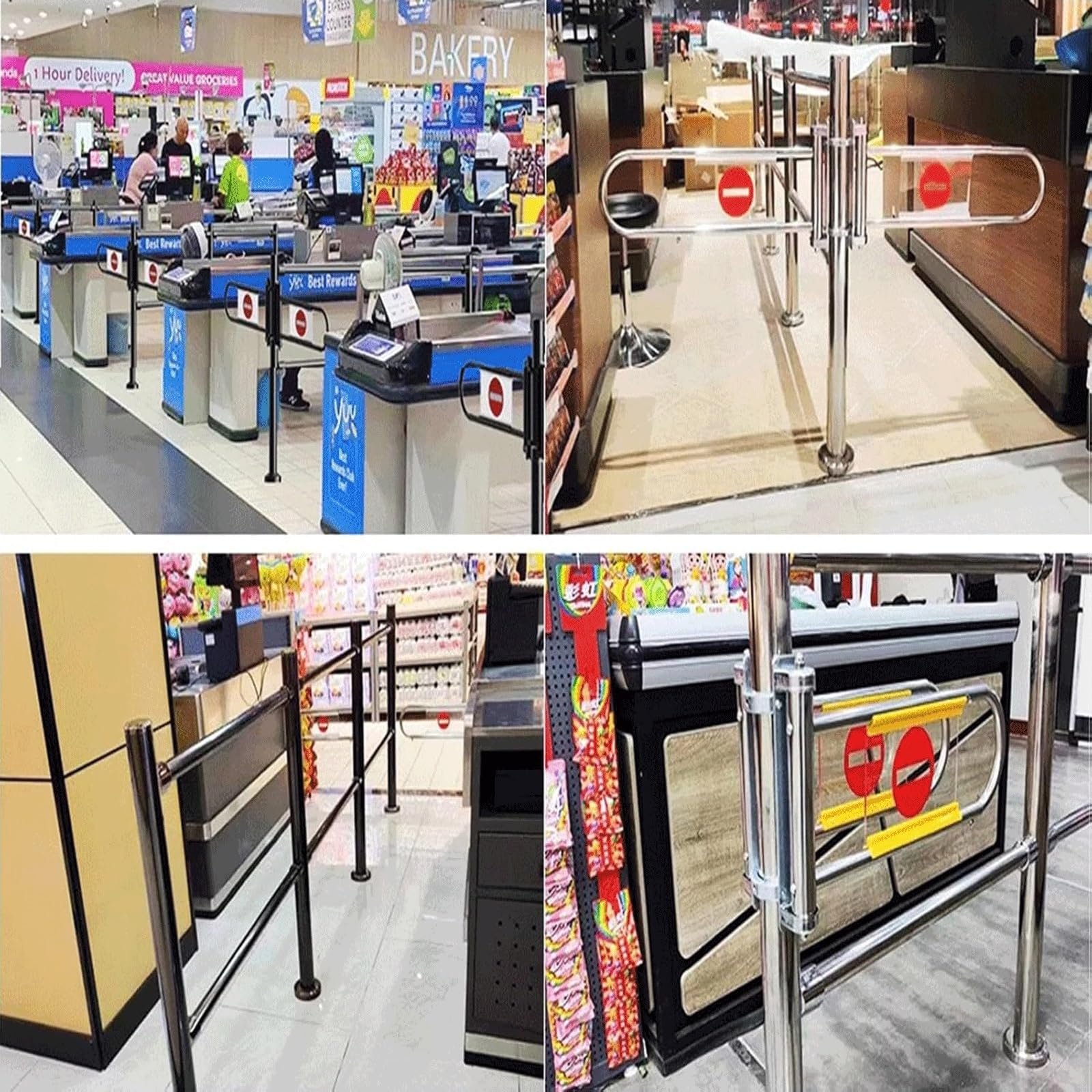 Brama kasjerska ze stali nierdzewnej – jednokierunkowa bariera bezpieczeństwa do supermarketów, centrów handlowych, szpitali i barów, sprężynowa bramka bezpieczeństwa