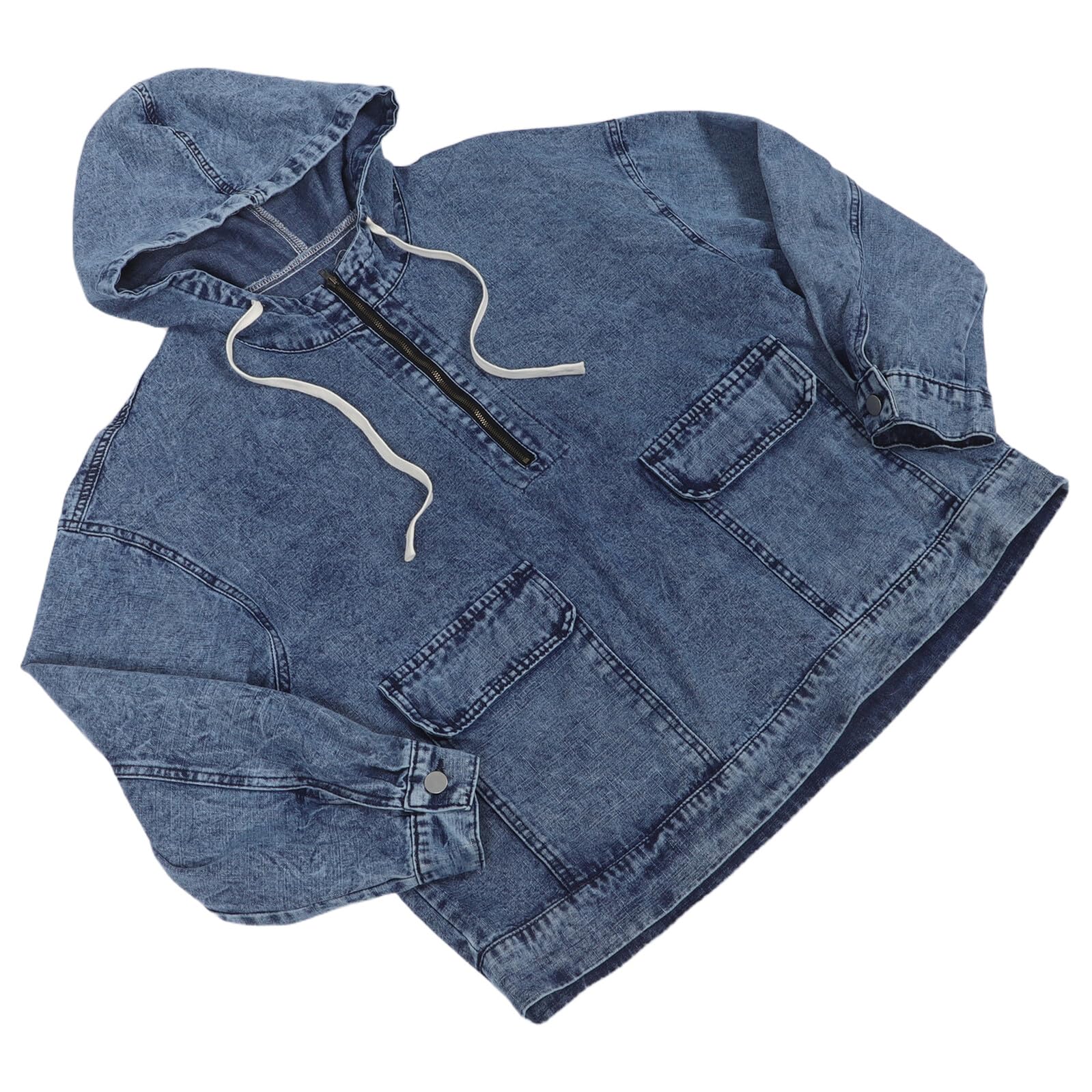 HEMOTON Bluza Dżinsowa Damska Jeansowa z Kapturem Wygodna Jeansowa z Kapturem Typu Oversize Blue