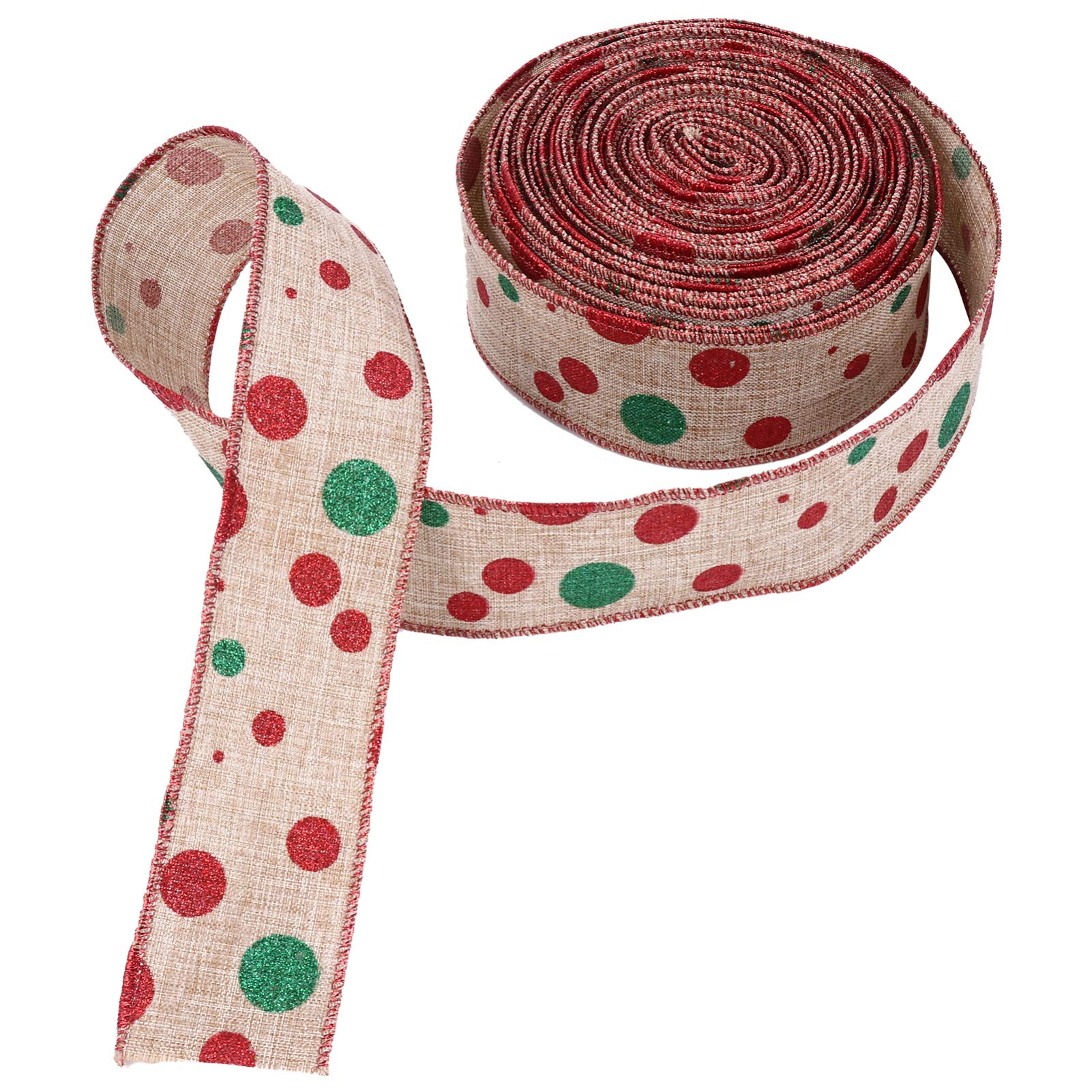 EXCEART 3piezas Cinta De Arpillera Navideña Para Decoración De y Manualidades Cinta De Puntos Rojos y Verdes Para Decoración De Wreaths y Bows