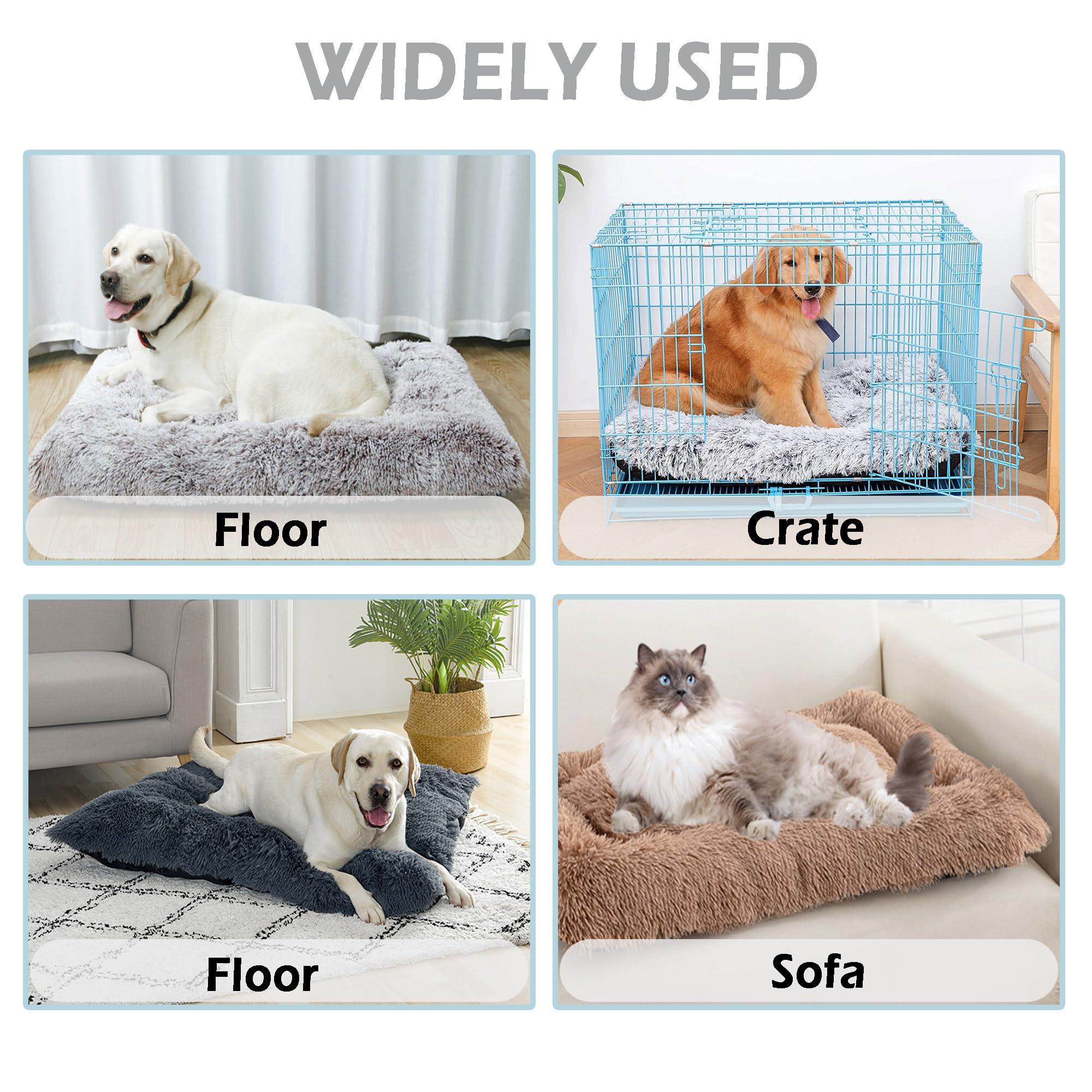 Materasso per gabbia per cani extra large, anti-ansia, con fondo antiscivolo, morbido cuscino in peluche per cani, lavabile, calmante, cuccia per animali domestici, 122 x 85 x 12 cm, grigio1