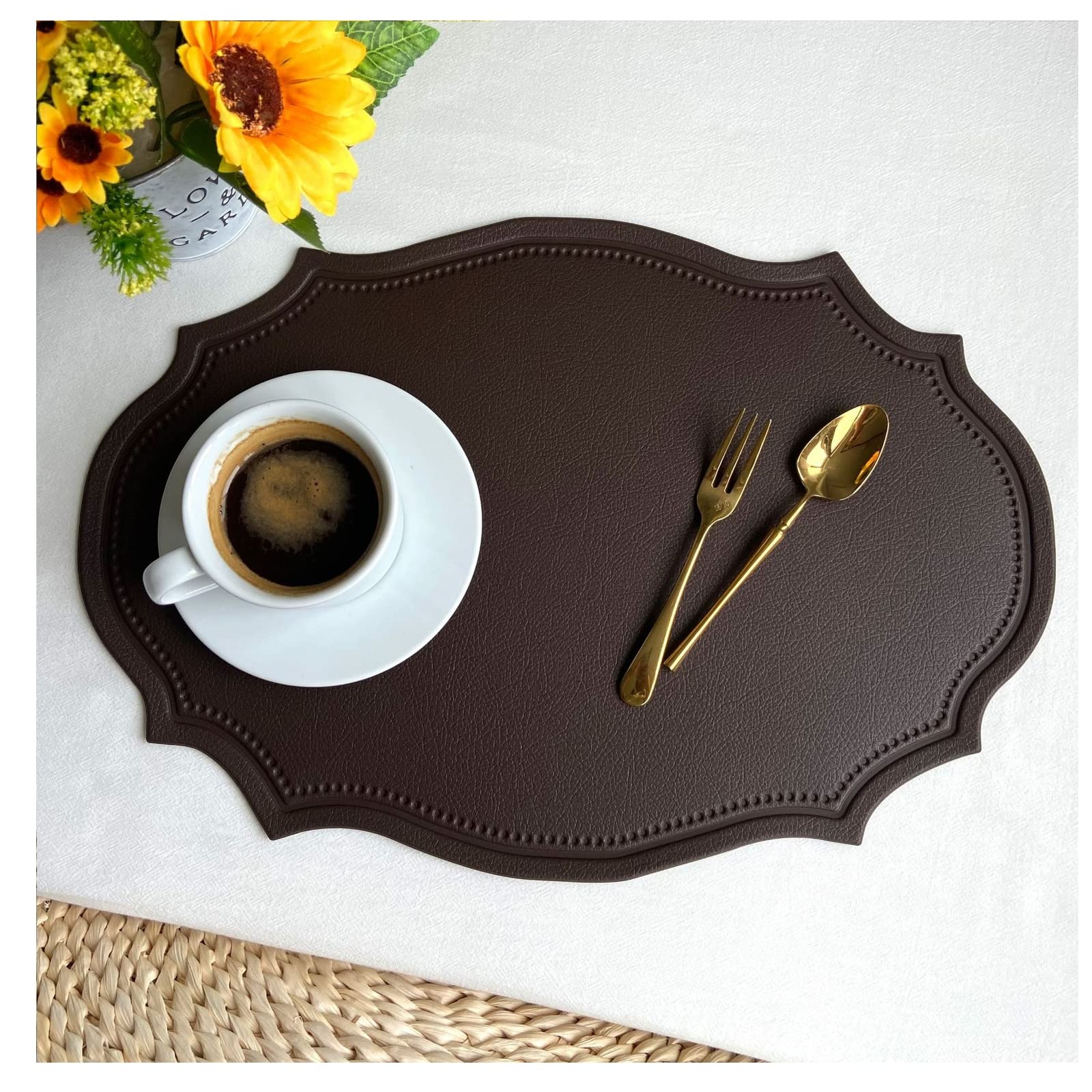 Set de table en vinyle lot de 8 résistant à la chaleur en PVC 43x30 cm
