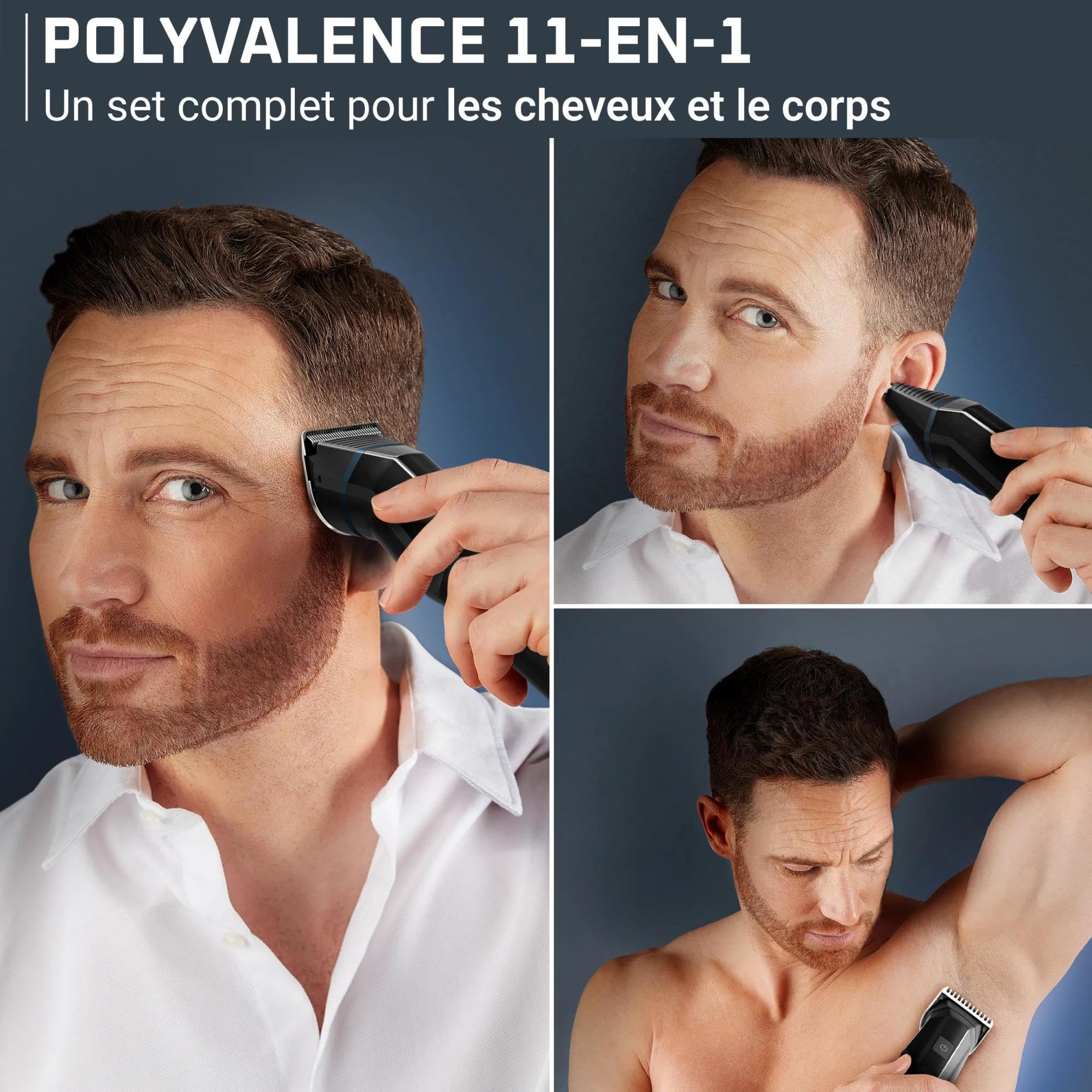 Rowenta X-Series 700, Tondeuse multifonction 11-en-1 TN9610 | Lames en acier inoxydable haute teneur en carbone auto-affûtantes, Étanche, Prise en main ergonomique, Couleur: Noir