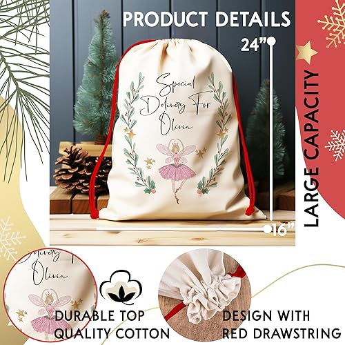 Miniatura 7 de Saco de Navidad con cordón personalizado, bolsa de regalo de Navidad personalizada de Papá Noel (1)