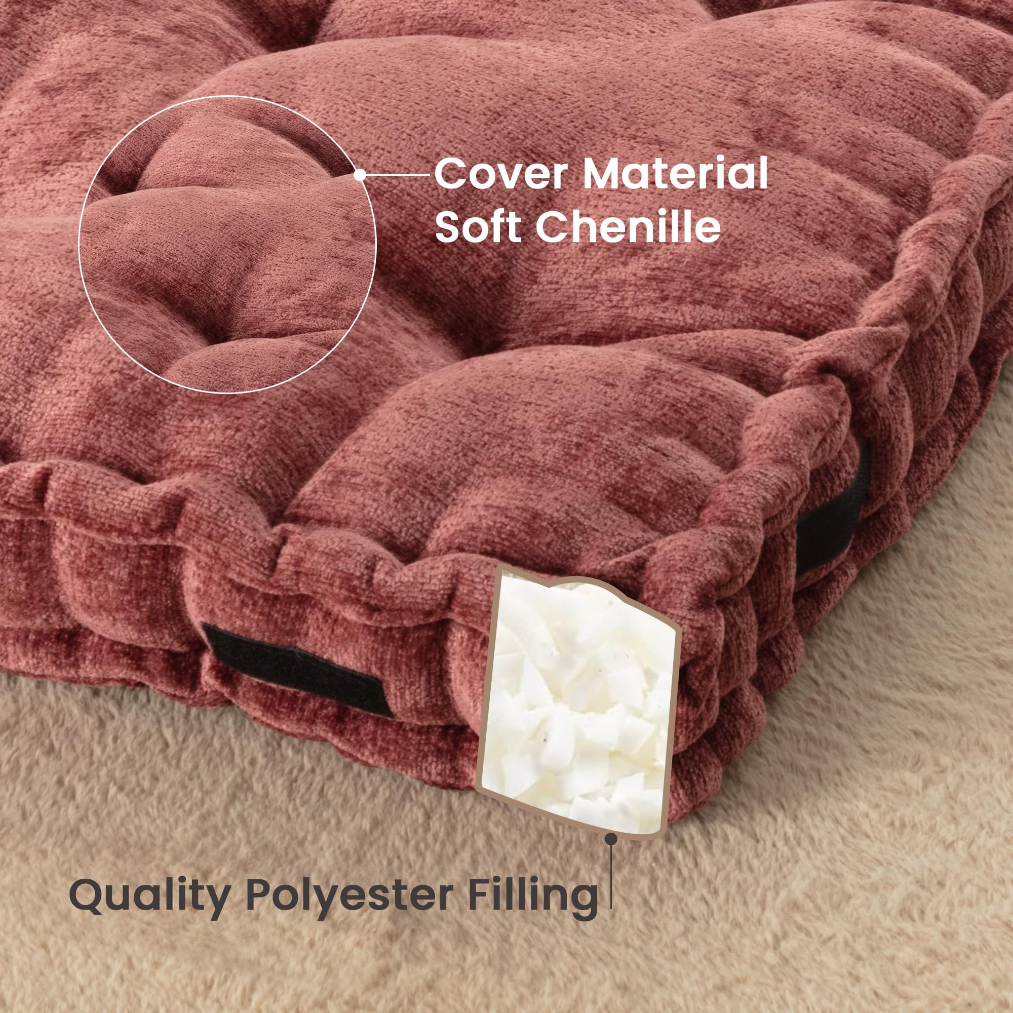 TEXSTEAD Fan-Shaped Floor Cushion Fan Floor Pillow, Meditation Cushion for Sitting or Yoga, Pizza Cushions Thick Outdoor Seating for Kids for Adults 20