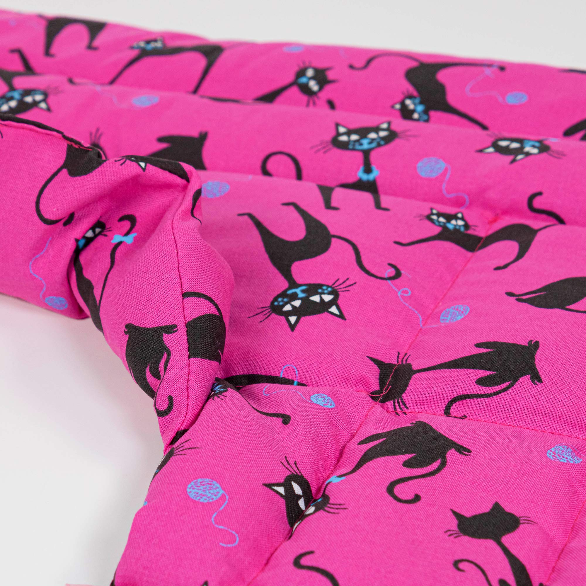 Bio-Dinkelkissen Schulter & Nackenkissen mit Kragen. Nacken Wärmekissen, Körnerkissen - Wärme und Kälte (Katzen-pink, Bio-Dinkel)